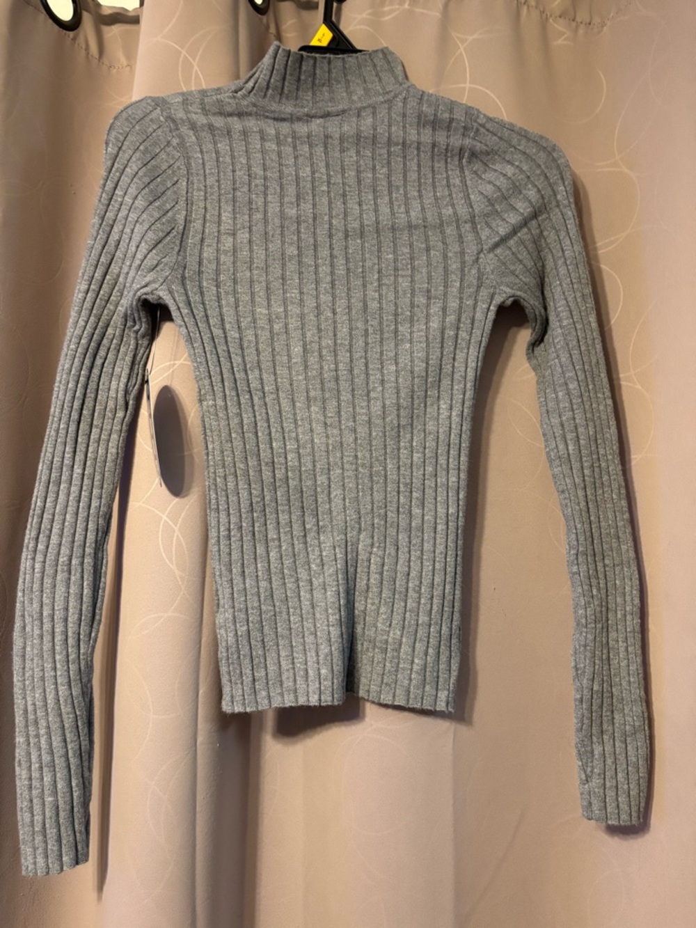 Slim Ribbed Mock Neck Sweater - Gray